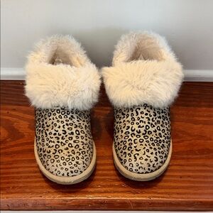 Leopard Print Faux Fur girl Shoes